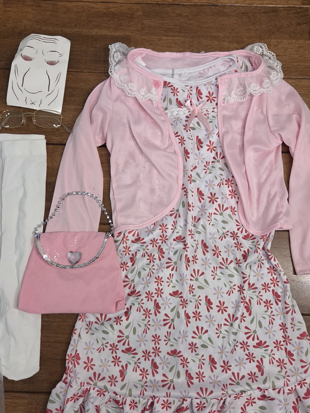 "Old Lady" Kids Costume Set- Size Girls Medium 8/10